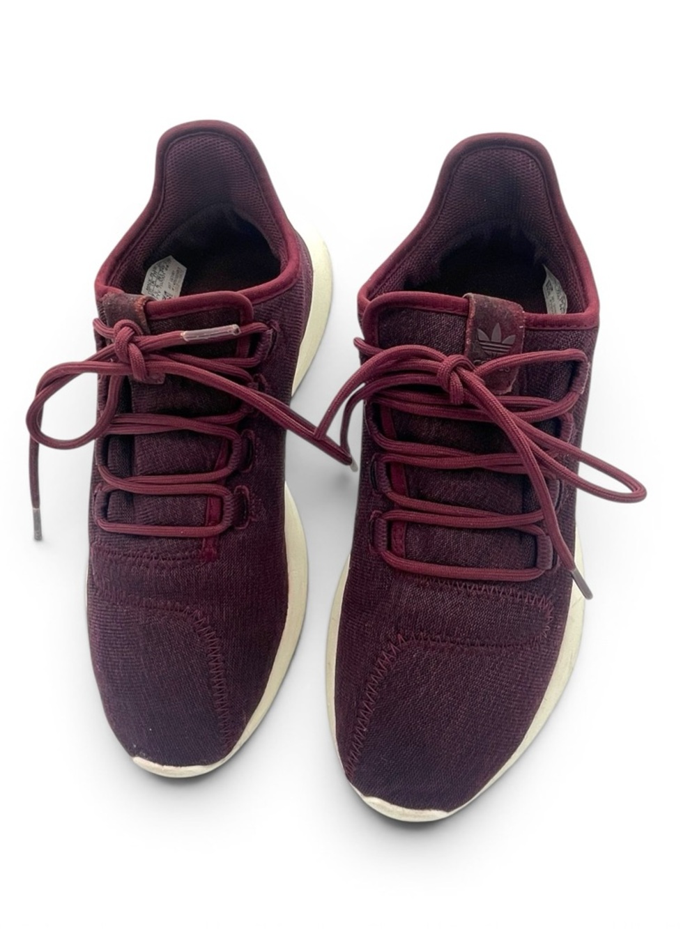 Adidas Tubular Shadow Burgundy Knit Sneakers Women’s 7.5 Casual Comfort - Picture 3 of 10
